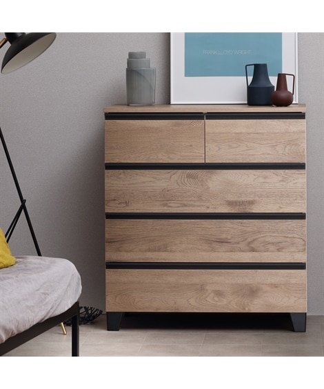 アイアンの取っ手がシックな木製チェスト（スライドレール付き） 通販