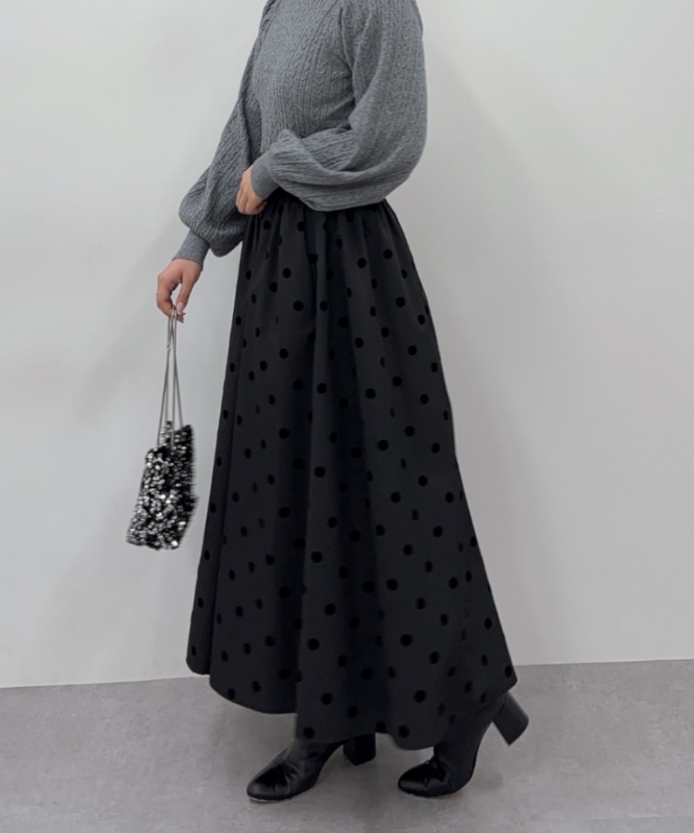 ドット柄フロッキースカート 通販【ニッセン】