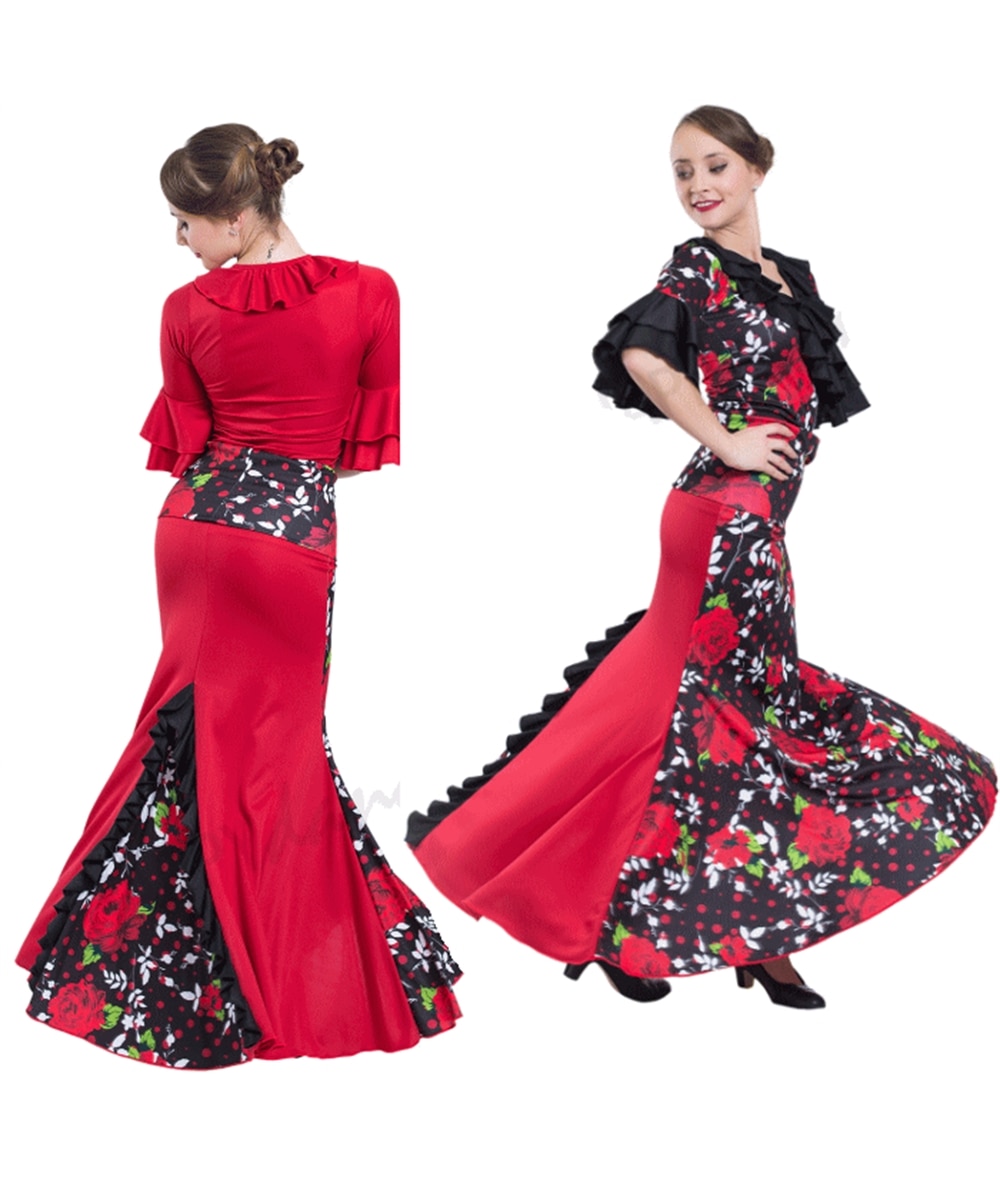 ミカドレス ダンス専門店】フラメンコ衣装 セミマーメイドスカート