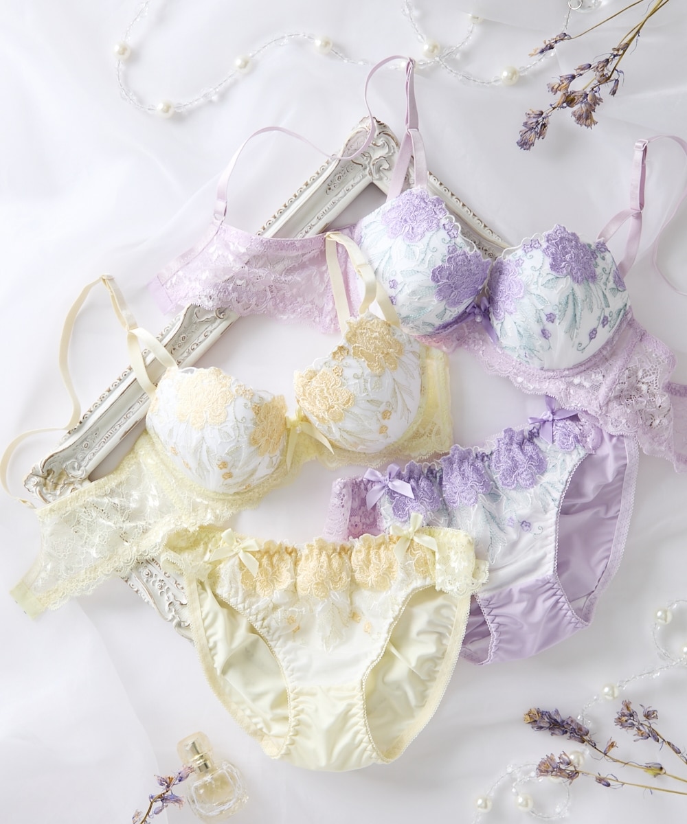 脇高カールフラワーブラジャーショーツセット 通販【ニッセン】