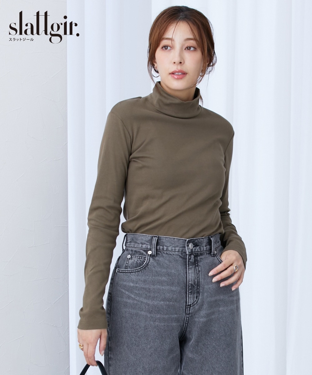 高身長 綿100％ハイネックTシャツ （トールサイズ） 通販【ニッセン】