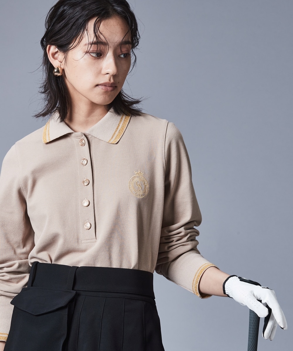 綿100％鹿の子ロングスリーブポロシャツ＜大きいサイズ有＞シック