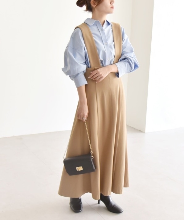 quaranciel:〈洗濯機可能〉サスペンダー ハイウエスト スカート