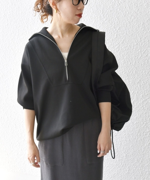 一部追加予約》SHIPS any:〈手洗い可能〉ハーフ ジップ ハイネック