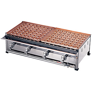 カンダ 銅たこ焼台 4連セット LPガス A 28穴×4枚 - 調理器具のSHOKUBI