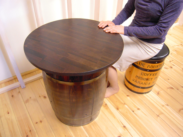 6035 樽テーブル大・ブラウン｜バリエーション樽｜ディスプレイ樽（木