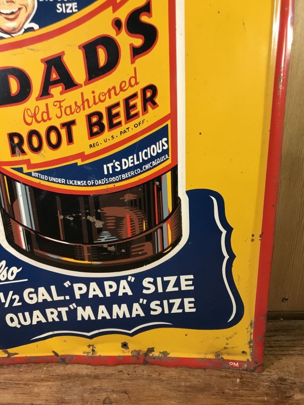 Big Junior “Dad's Root Beer” Tin Sign ダッツ ビンテージ 看板