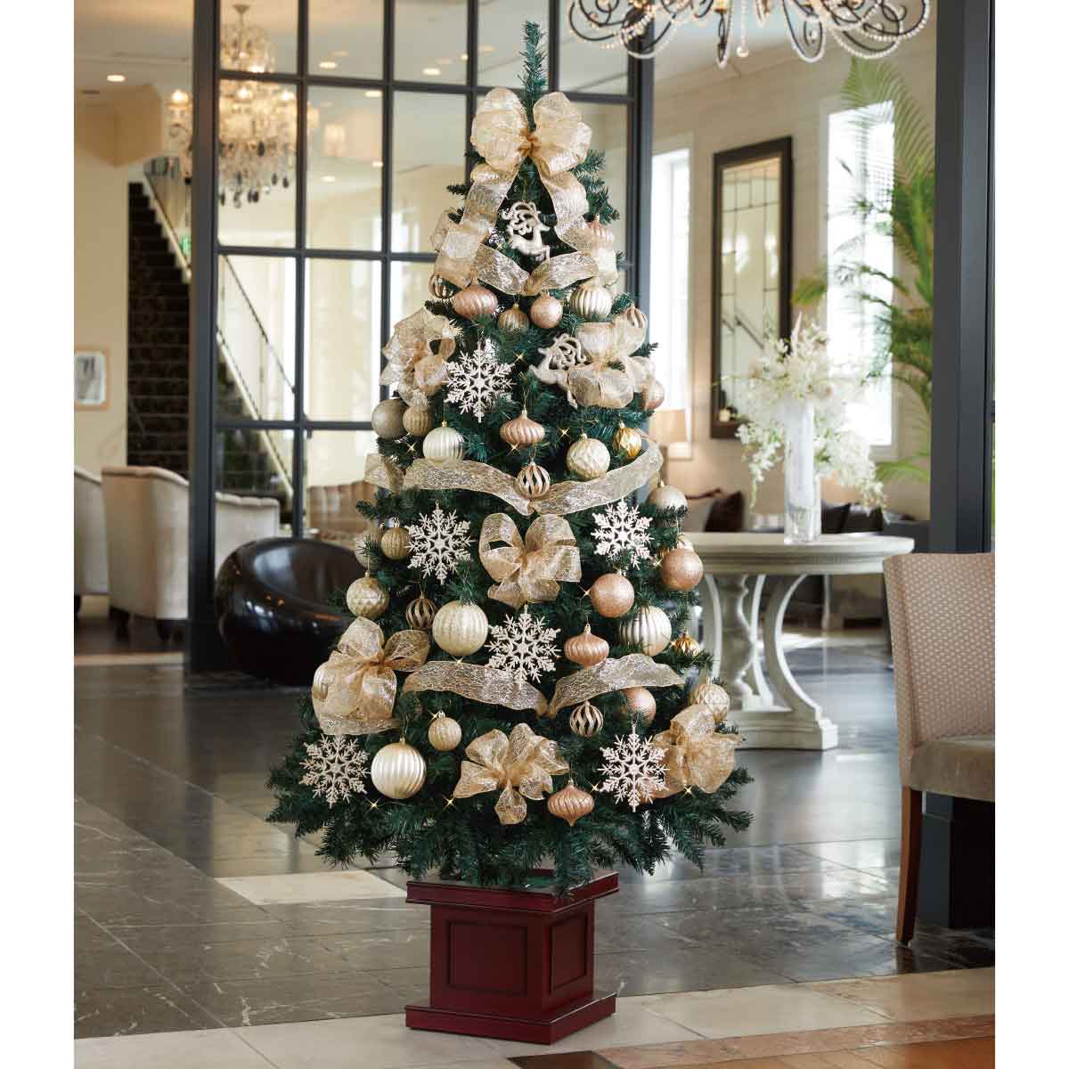 スクエアベースクリスマスツリーセット シャンパンゴールド［ストエキ