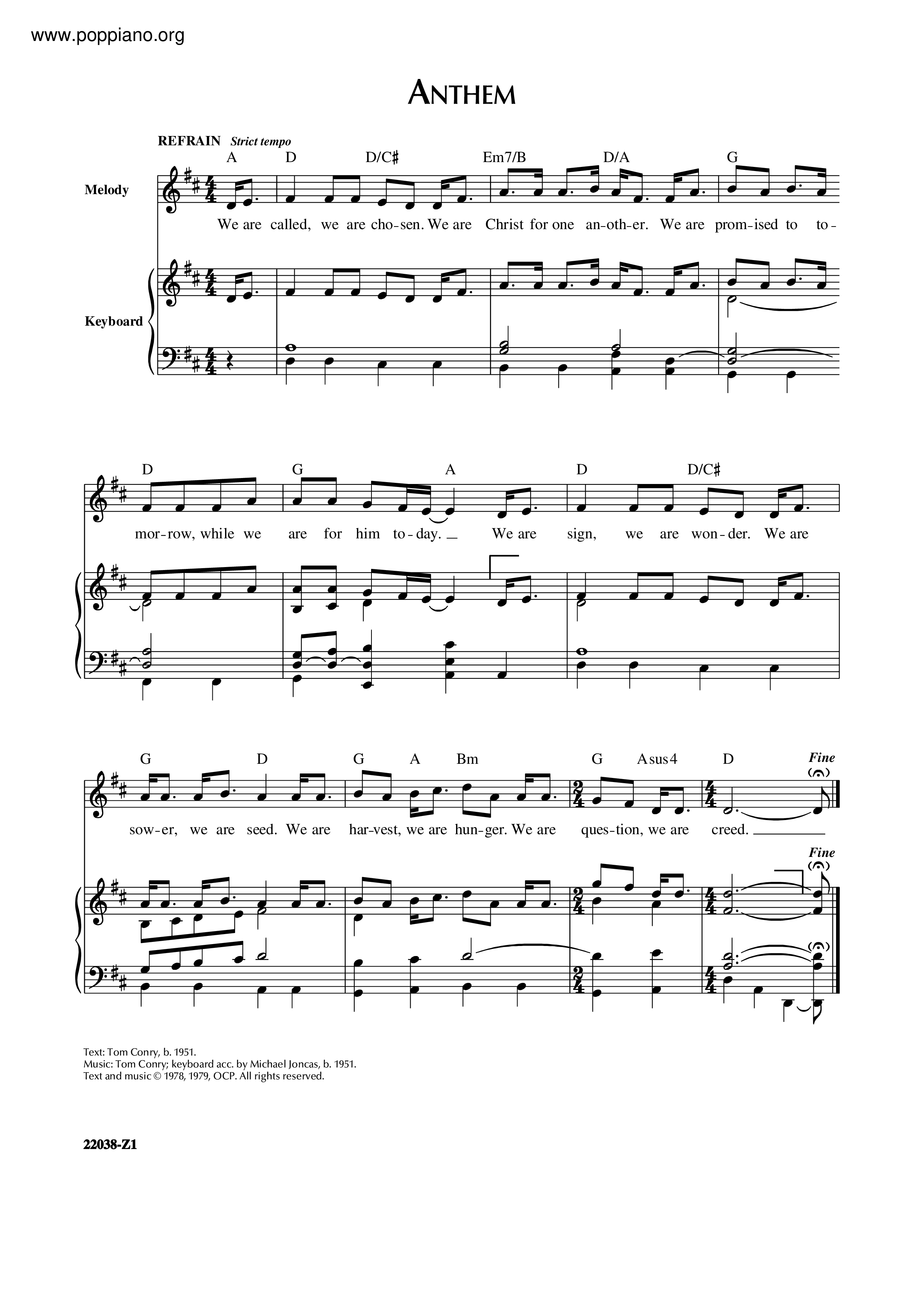 ☆詩歌 - アンセム 악보 ピアノ譜pdf- POPPIANO.ORG 無料PDF楽譜