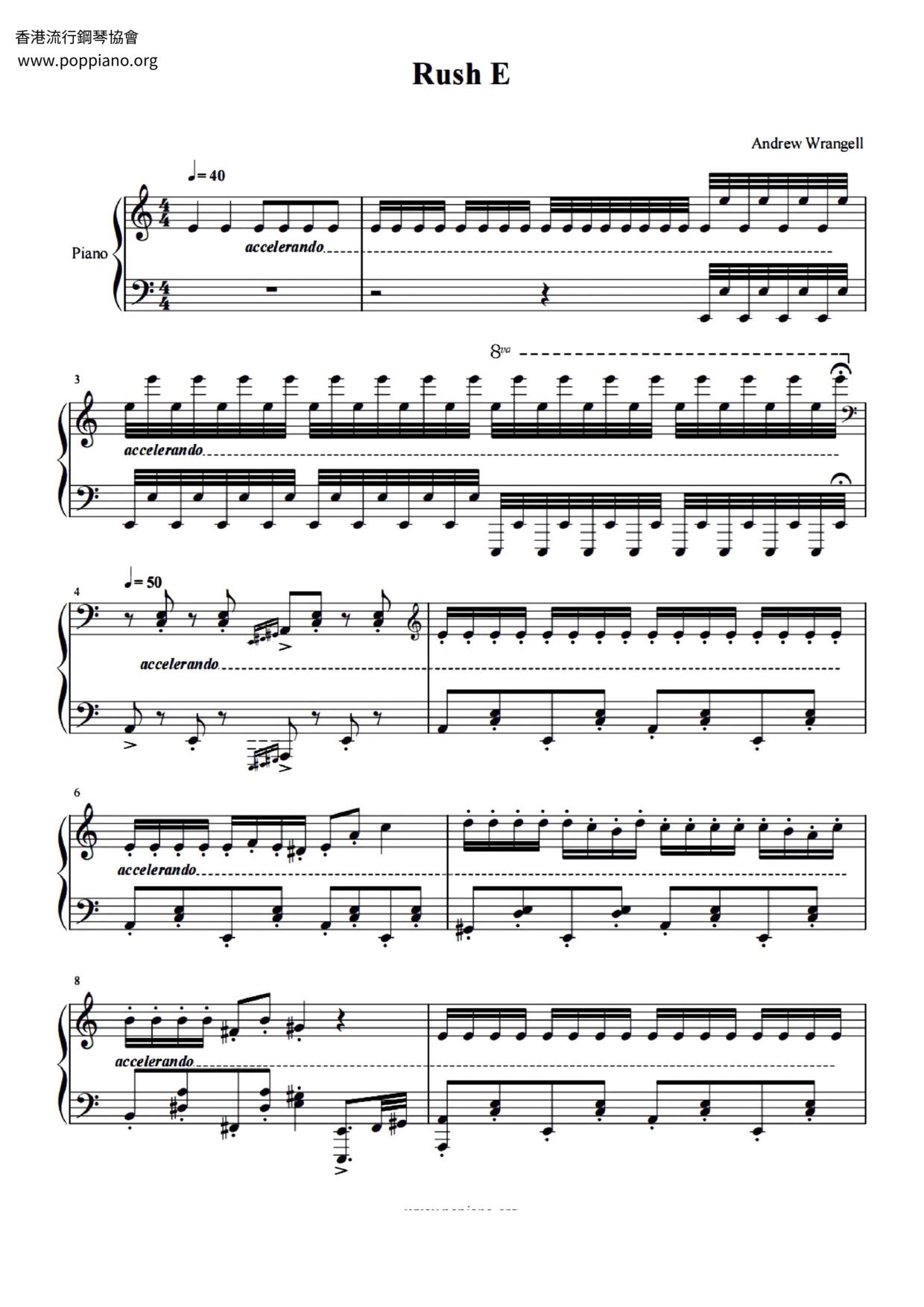 ☆ Andrew Wrangell-Rush E Sheet Music pdf, -ラッシュe 楽譜 - Free