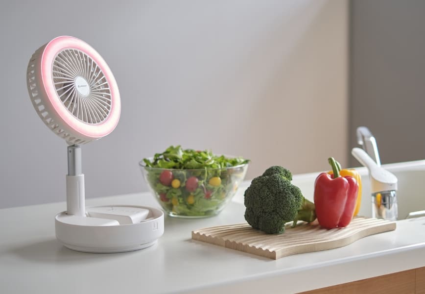 折り畳み式コードレス扇風機｜ファイテン 健光浴ファン｜製品情報