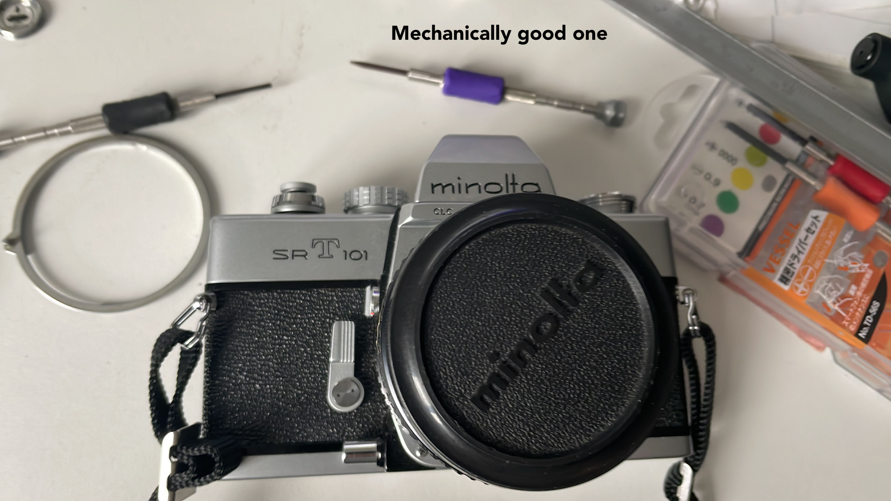 Minolta SRT 101 frankenstein camera aperture pulley ring problem