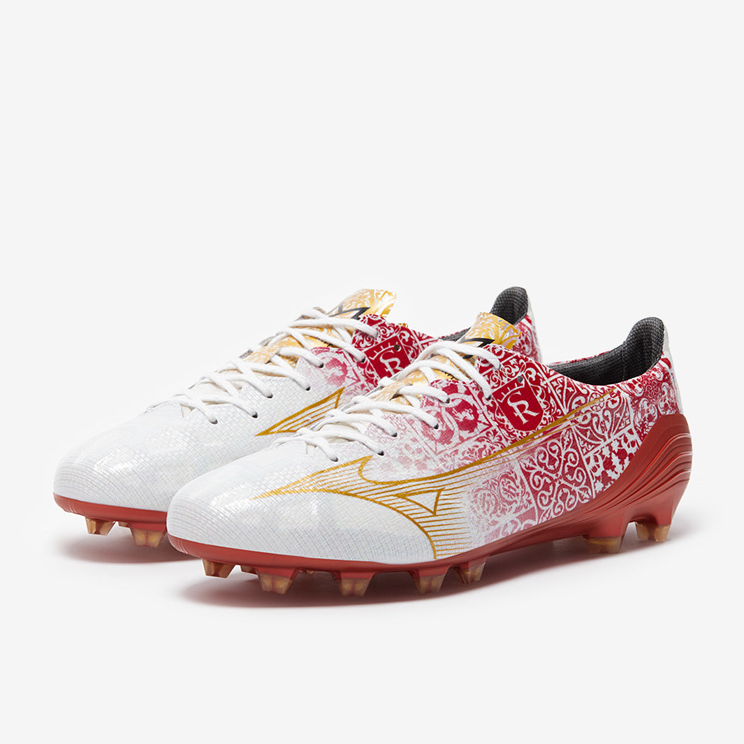 Mizuno Alpha x SR4 Made in Japan Firm Ground - White/Red - Adult Boots