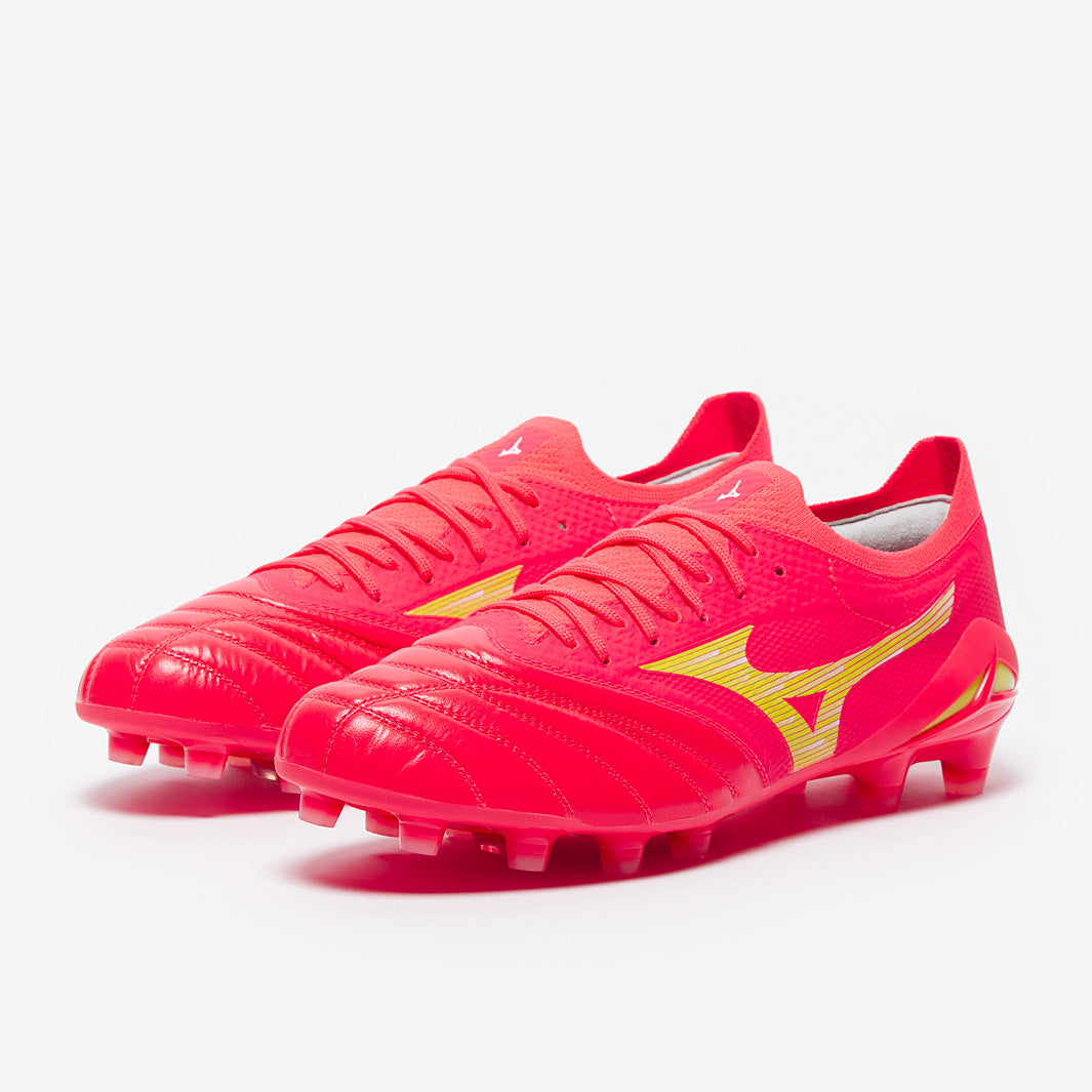 Mizuno Morelia Neo IV Beta Elite FG - Fiery Coral/Bolt - Mens Boots