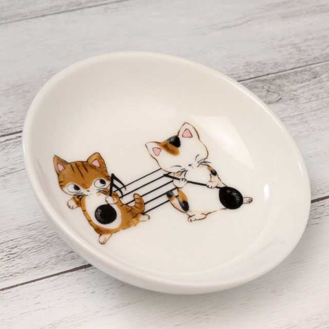 豆絵皿 《Yamanekoと音符 ミケ＆チャシロ》 音楽雑貨・アクセサリー