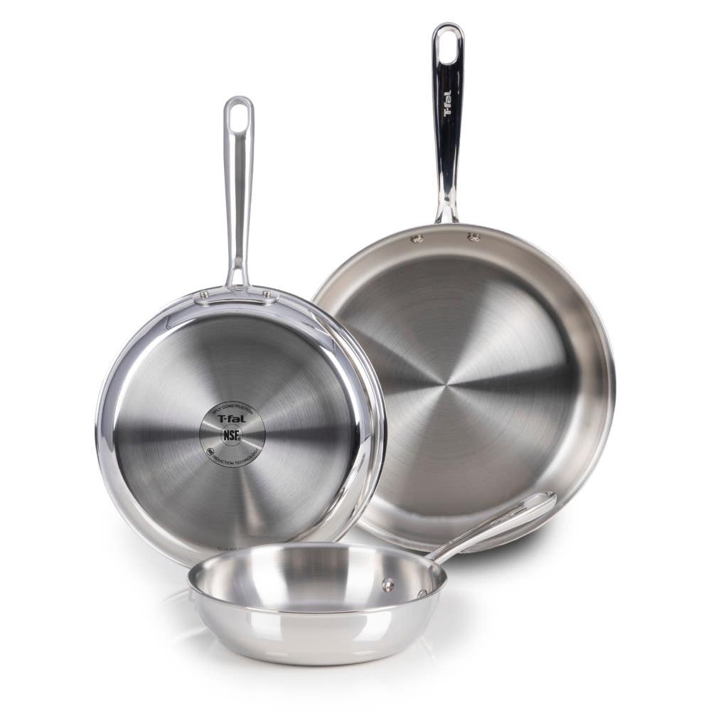 Pro Tri-Ply Stainless Steel 3-Piece Frypan Set – 8, 10, 12 inches