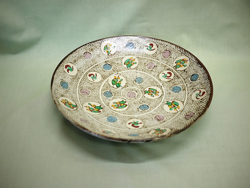 在庫リスト - 象嵌赤絵草花文皿 - 陶芸の店 もと子