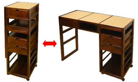 双様デスク [書斎机を好きな場所へ簡単に移動,テーブル,書き物,ワゴン