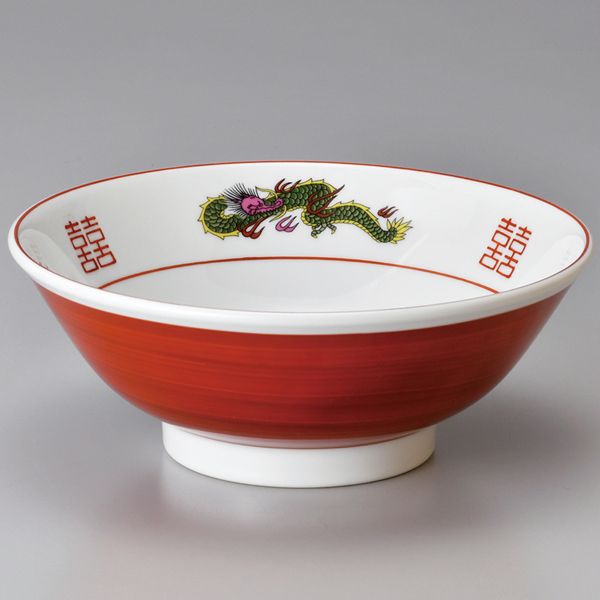 赤巻三ツ竜6.3高台丼(中華食器,ラーメン丼・鉢,反高台丼：小)|食器通販