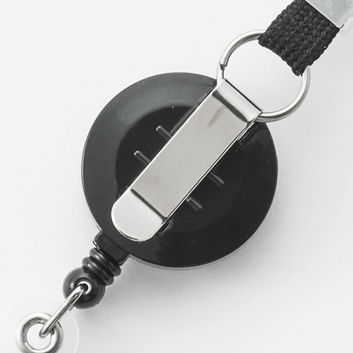 たのめーる】TANOSEE リール式吊下げ名札 防水チャック付 黒 1個の通販