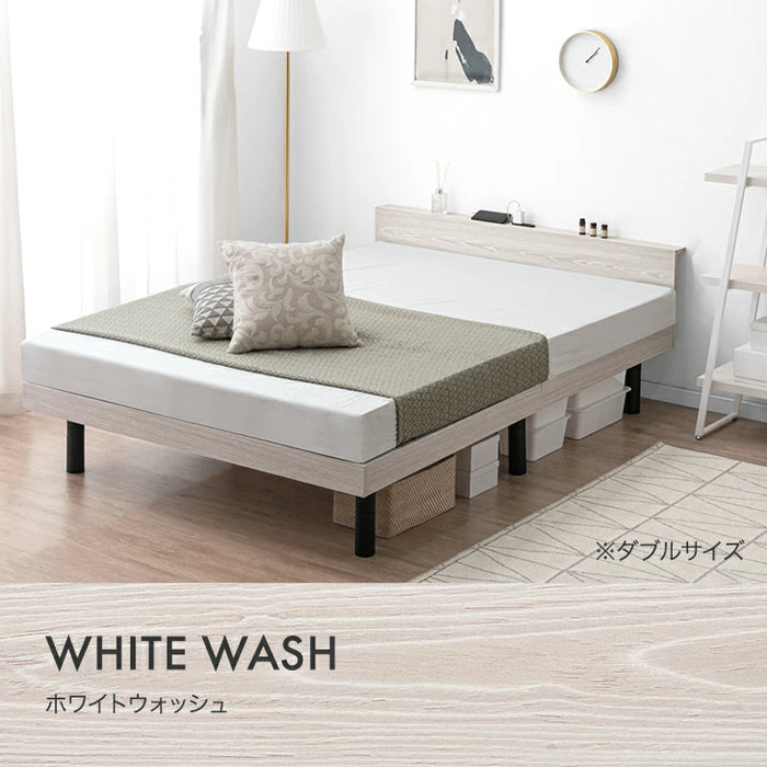 シングル］RENEW 宮棚付きベッド 高さ調節OK 2口コンセント付 ベッド