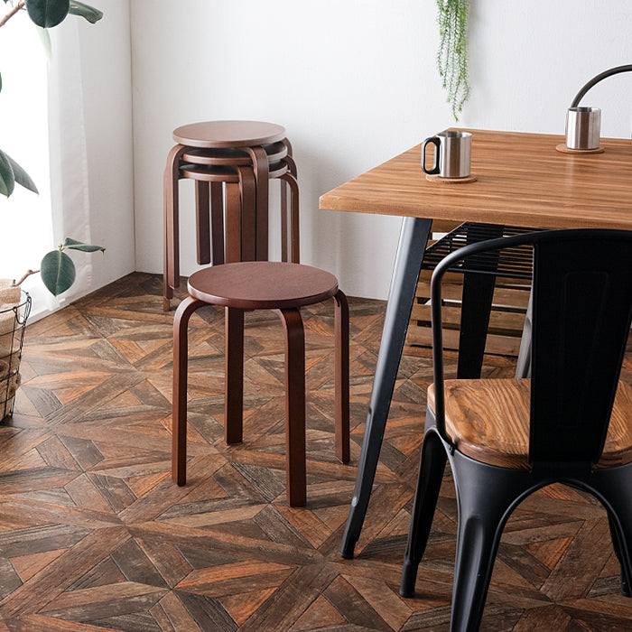 スタッキング スツール 2脚セット 木製 コンパクト 丸椅子