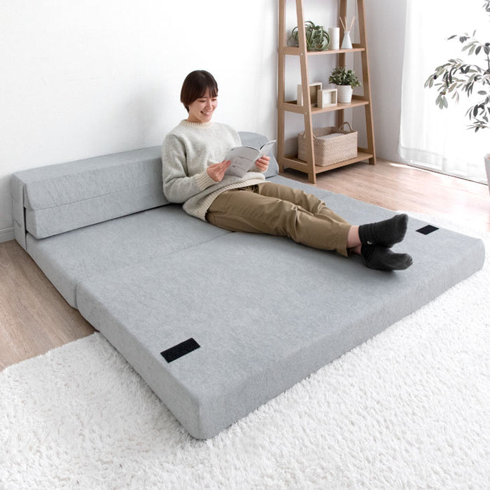 ダブル] マットレスになる高反発ソファ 幅140cm 厚み10cm ソファベッド