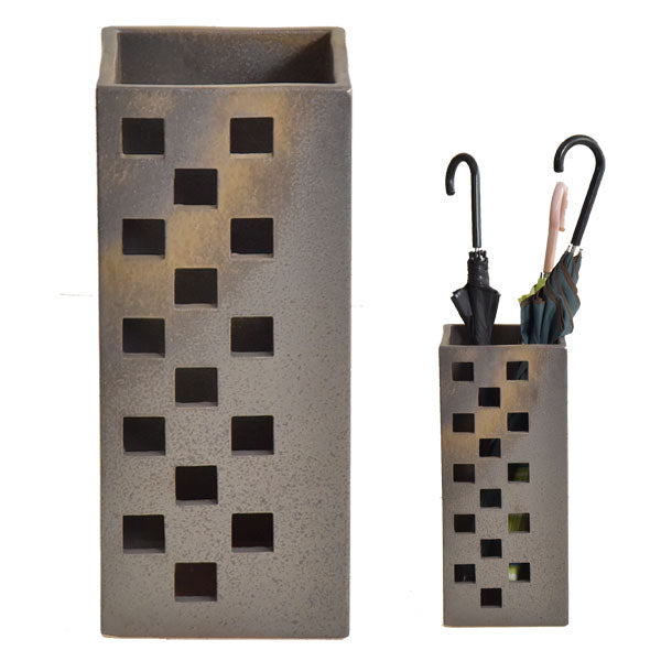 信楽焼 傘立て 日本製 手作り 陶器製 四角 スクエア 〔25700002