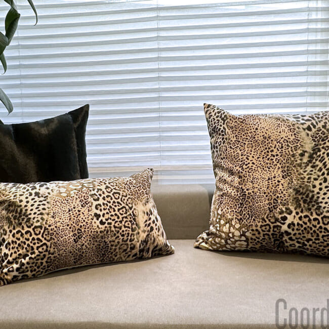 スペイン製生地 起毛 なめらか スエードタッチ ヒョウ柄 横長