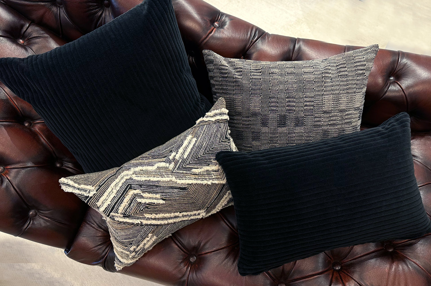 ラルフローレンファブリック コーデュロイ クッションカバー ブラック