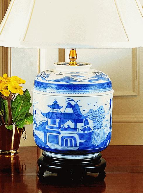 Mottahedeh Blue Canton Temple Jar Lamp 25
