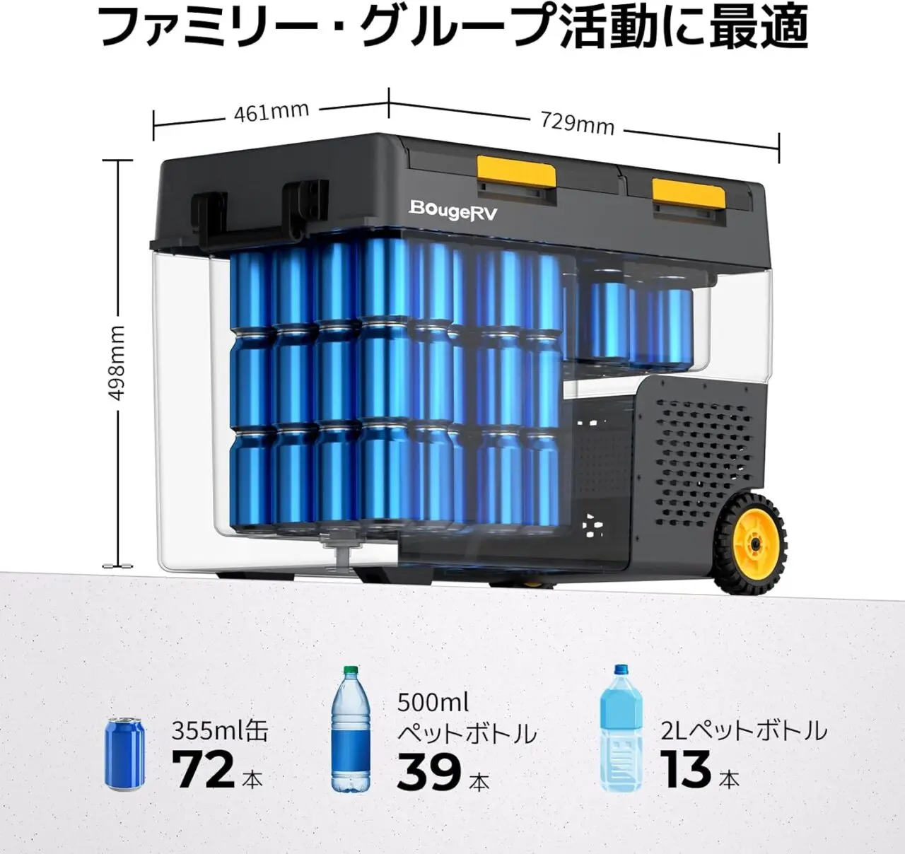 BougeRV CRD2 50L』レビュー、ハンドル＆車輪付きでラクラク移動、冷凍