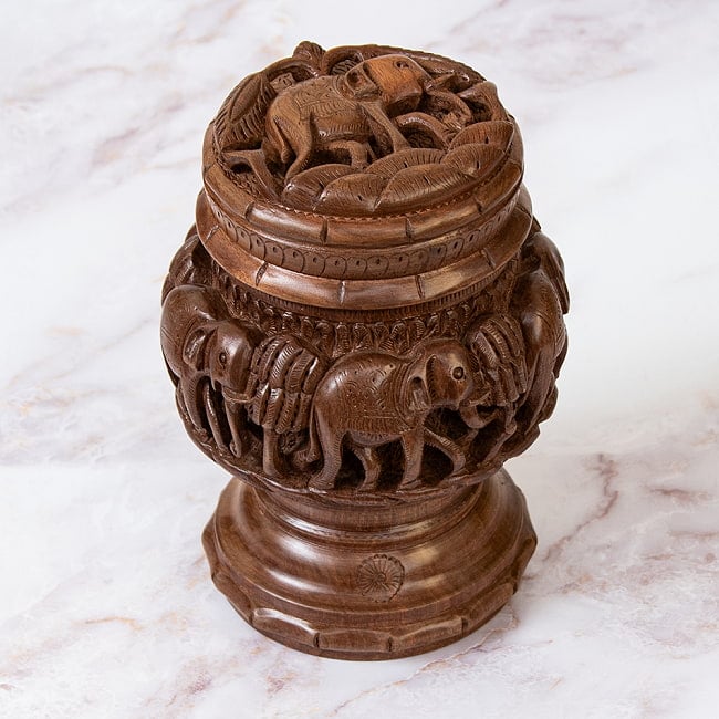 1点もの】カシミールの細密彫刻 スタンディングボックス 高さ22cm程度