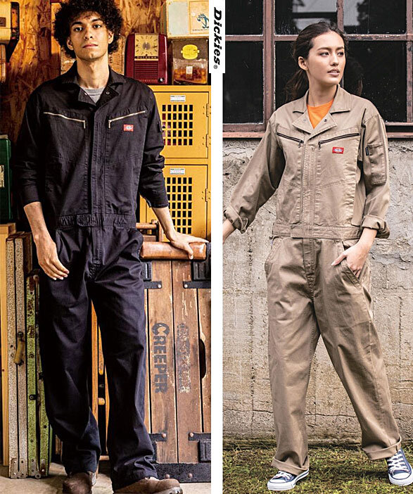 公式]D-726 Dickies（ディッキーズ）ストレッチツイル長袖つなぎ服