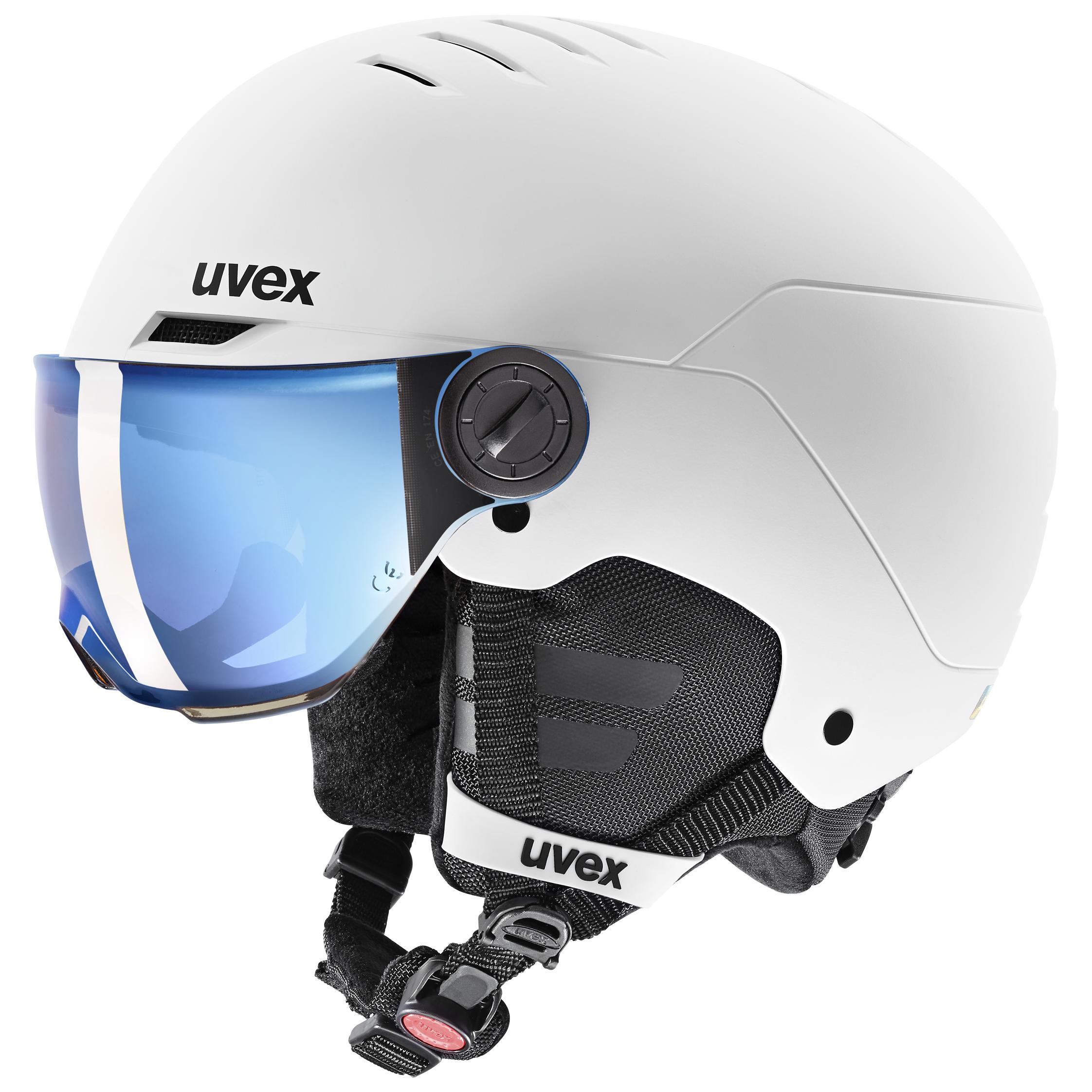 uvex rocket jr visor white - black matt mirror blue | Ski helmets