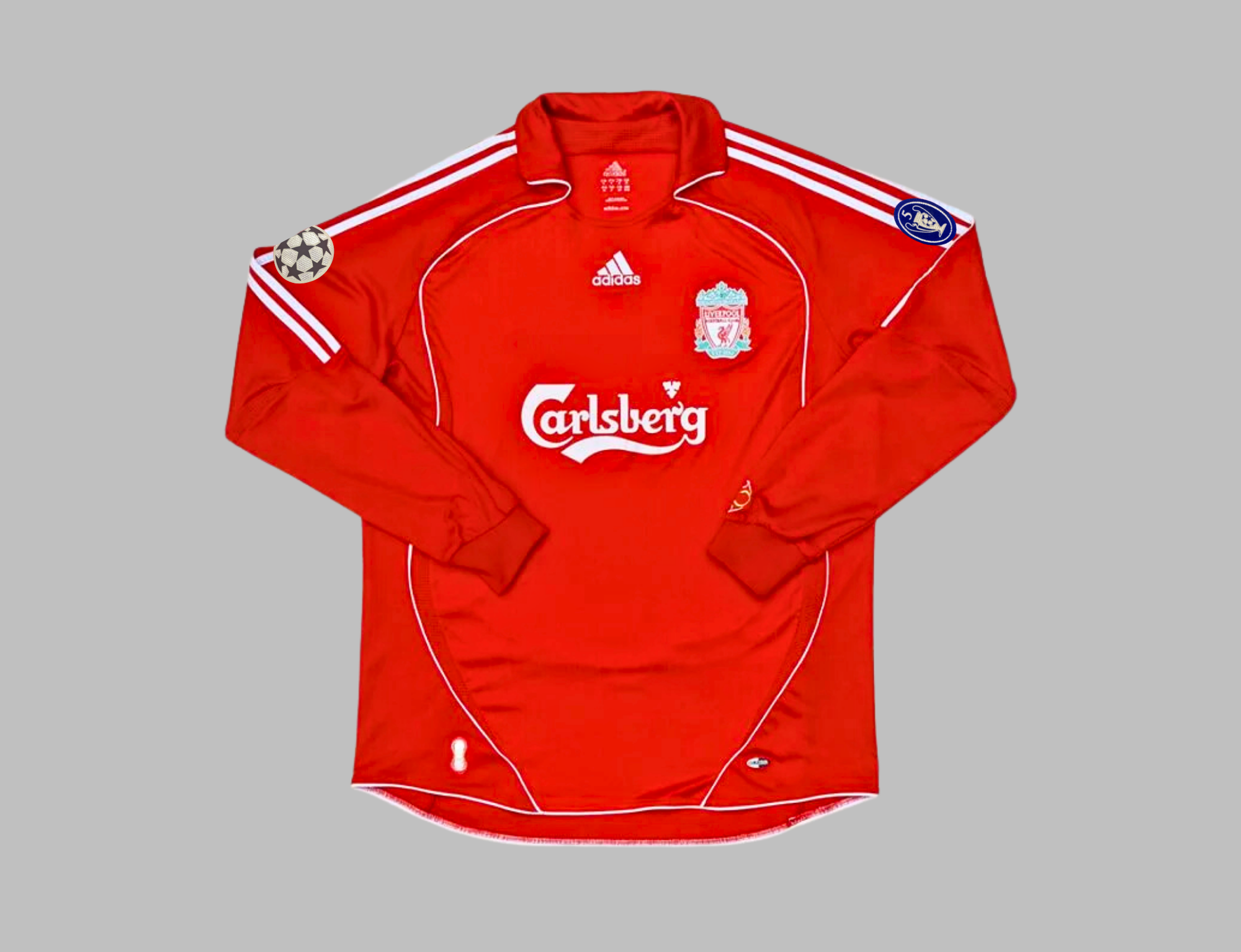 LIVERPOOL 2006 2008 GERRARD 8 HOME UCL LONG SLEEVE SHIRT