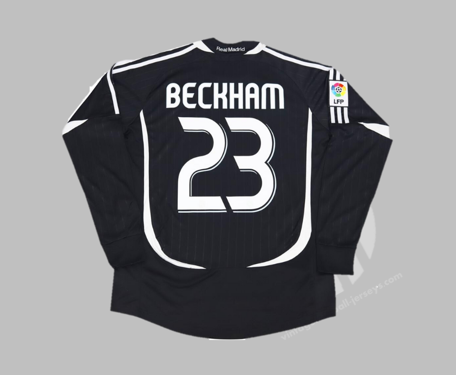 REAL MADRID 2006 2007 BECKHAM 23 AWAY LA LIGA LONG SLEEVE SHIRT