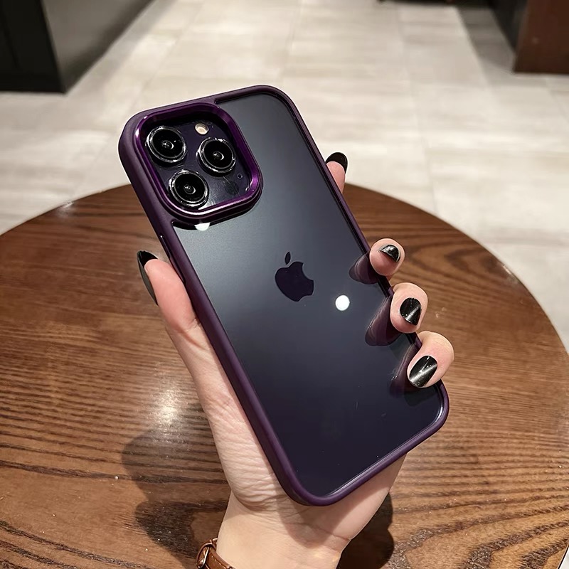 透明 iphone14pro/14promax ディープパープルに合うケース メタリック