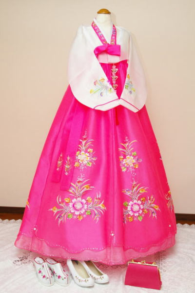 98_チマチョゴリレンタル韓服化繊_バスト86～96cm_身長+靴高さ164