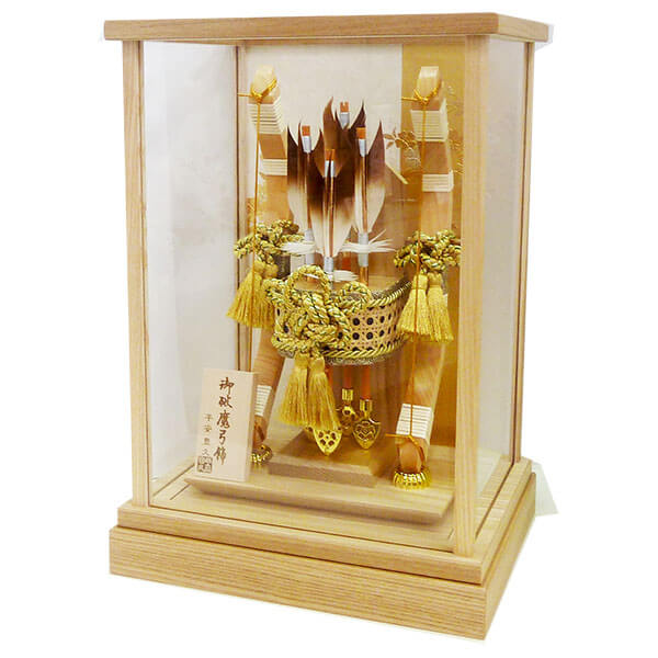 平安豊久作 コンパクトでおしゃれな11号栄華白木破魔弓飾り/人形の松川