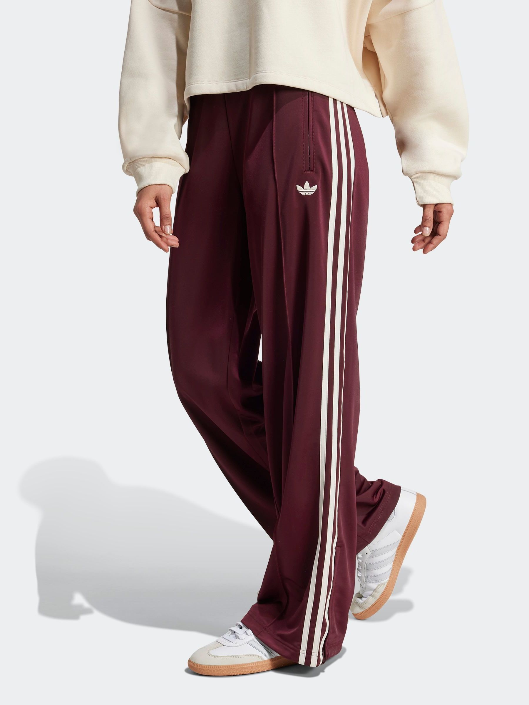 Buy adidas Originals Burgundy/White Firebird Loose Track Pant