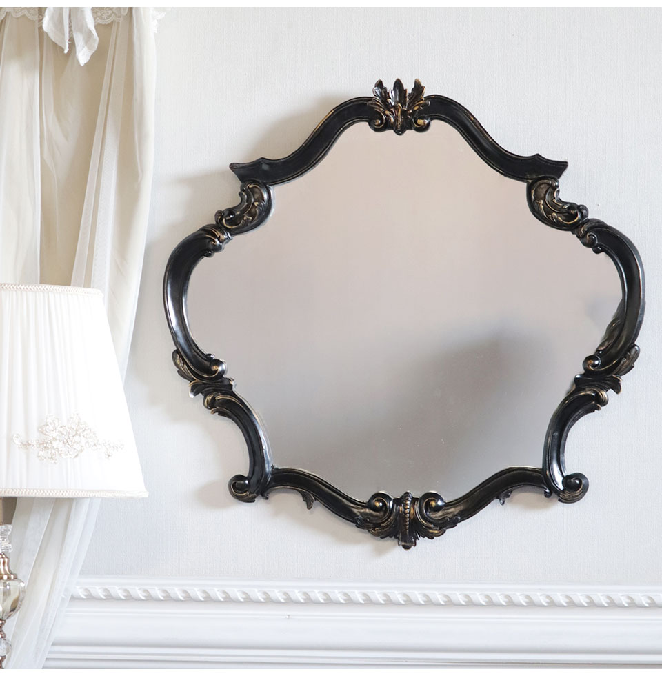 ウォールミラー 壁掛け鏡 ロココブラック｜おしゃれインテリア ミラー