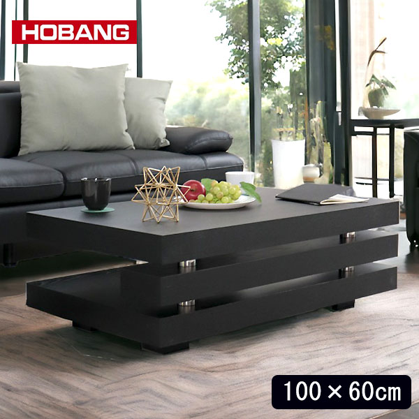 センターテーブル 幅100×奥行60cm ブラック HOBANG｜モダン家具
