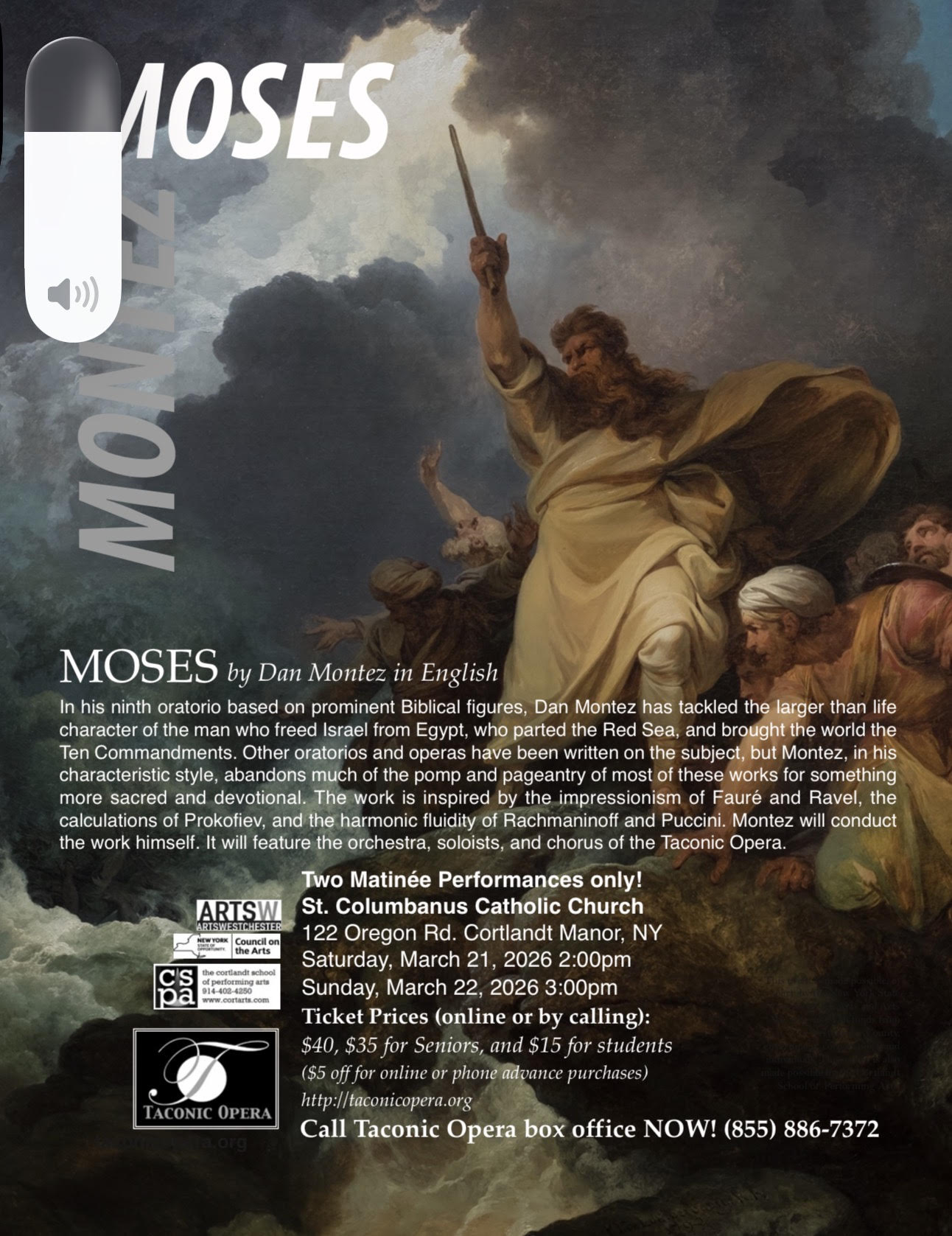 Taconic Opera Presents MOSES March 21-22 | Yonkers Times