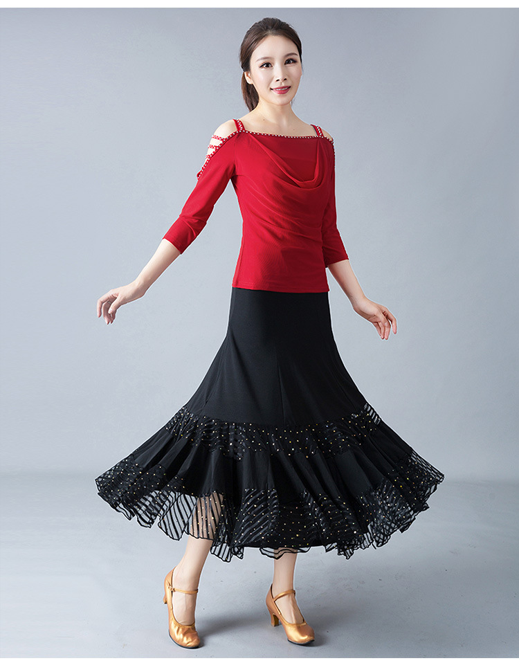 大人の社交ダンススカート黒フラメンコスカート社交ダンススーツ女性