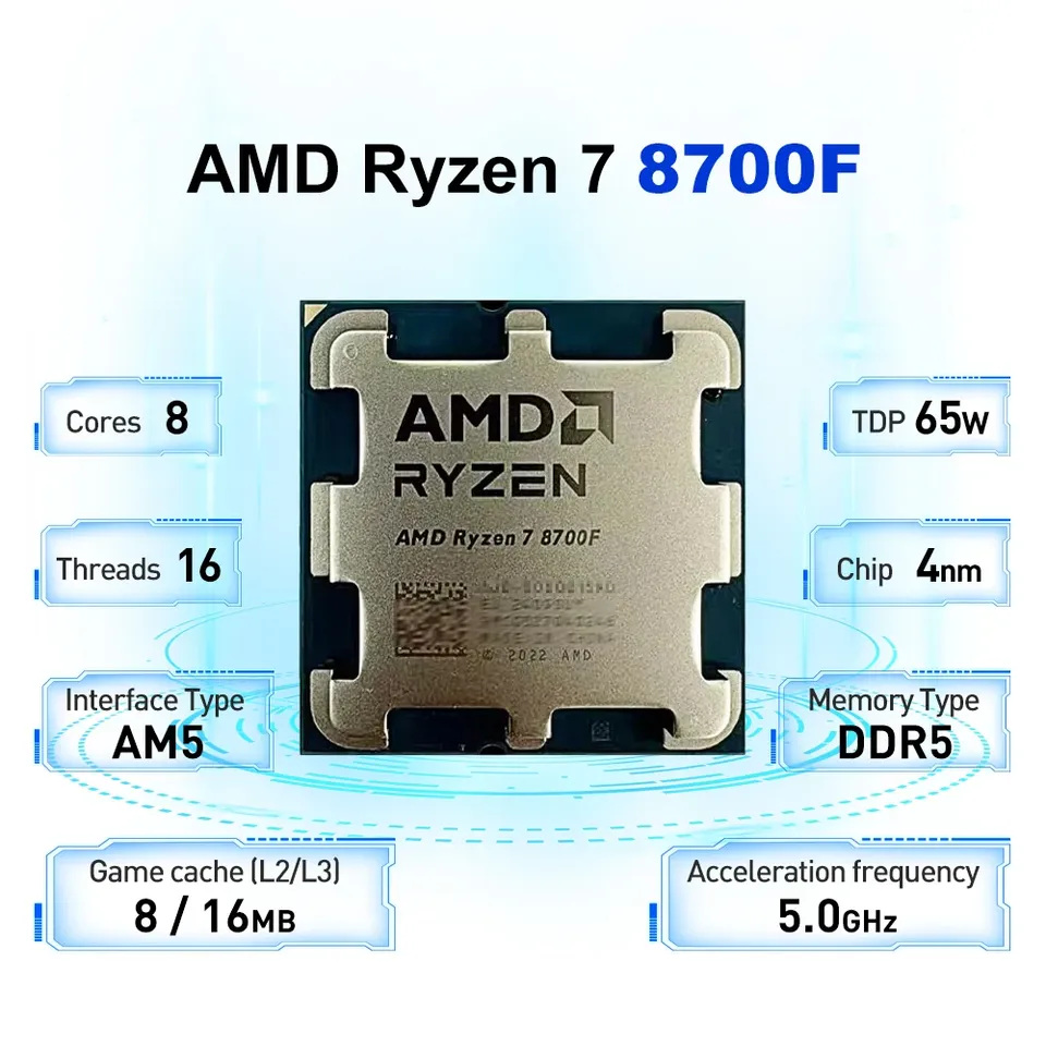 AMD Ryzen 7 8700F 4.1GHz 8-Core 16-Thread L3=16M Processor 65W R7