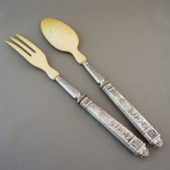 フランス「サラダサーバー フォーク&スプーン セット」《アンティック