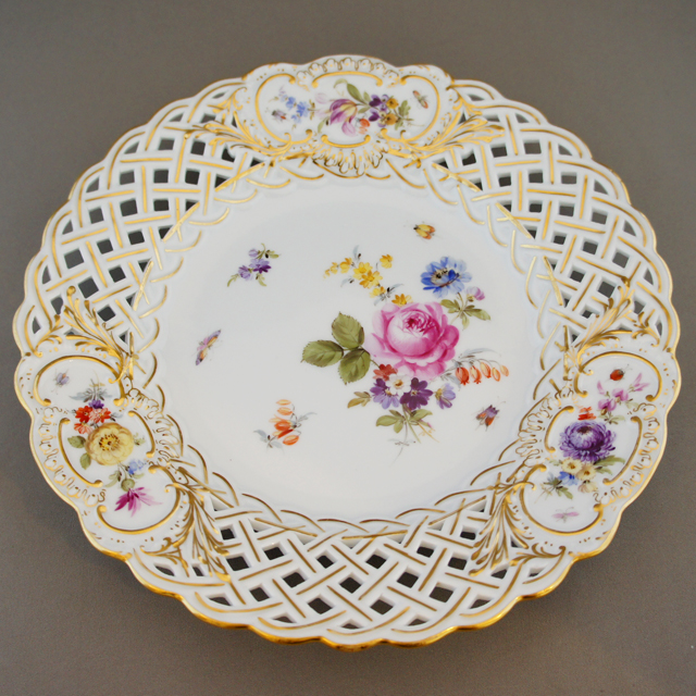 マイセン「花文様 透かし装飾絵皿6客組」《アンティックかとう》