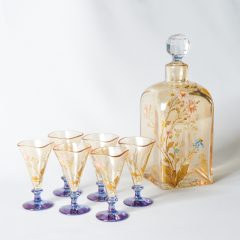 オールドバカラ「ジャポニスム ラスター彩 草花文 リキュールセット
