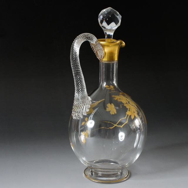 オールドバカラ「ジャポニズム 桜に雀文 金彩 カラフ」《アンティック